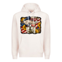 Pale Pink Western 4th Of July Lama Background Premium Hoodie - LillyAllenDesigns
