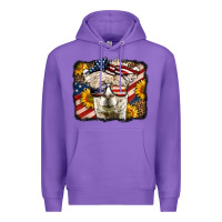 Purple Western 4th Of July Lama Background Premium Hoodie - LillyAllenDesigns