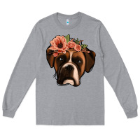 Heather Grey floral boxer Long Sleeve Tee - Jasminsmagicworld