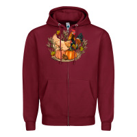 Burgundy fall coop animals pumpkin Zipper Hoodie - Artiststas