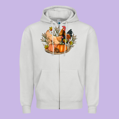 Fall Coop Animals Pumpkin Zipper Hoodie Designed By Artiststas