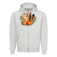 Dove Grey fall coop animals pumpkin Zipper Hoodie - Artiststas