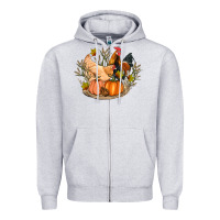 Heather Grey fall coop animals pumpkin Zipper Hoodie - Artiststas