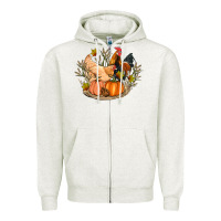 Oatmeal Heather fall coop animals pumpkin Zipper Hoodie - Artiststas