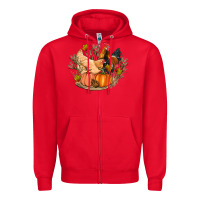 Red fall coop animals pumpkin Zipper Hoodie - Artiststas