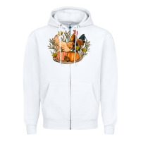 White fall coop animals pumpkin Zipper Hoodie - Artiststas