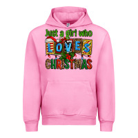Fuchsia Pink just a girl who loves christmas Urban Hoodie - AdoDesignShop