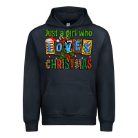Navy just a girl who loves christmas Urban Hoodie - AdoDesignShop