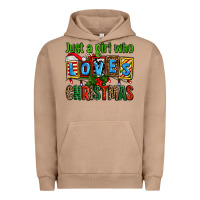 Pigment Burro just a girl who loves christmas Urban Hoodie - AdoDesignShop