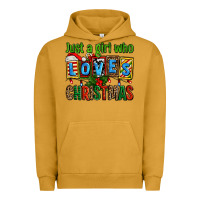 Pigment Peanut Butter just a girl who loves christmas Urban Hoodie - AdoDesignShop