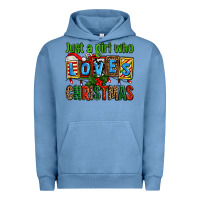 Pigment Pebble Blue just a girl who loves christmas Urban Hoodie - AdoDesignShop