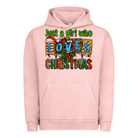 Pigment Salmon just a girl who loves christmas Urban Hoodie - AdoDesignShop