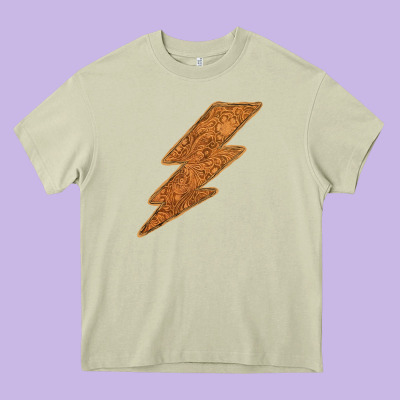 Western Vintage Pattern Lightning Heavy Core Tee Designed By Bettercallsaul