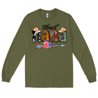 Army Green Blessed Nana Long Sleeve Tee - CowCowDesign