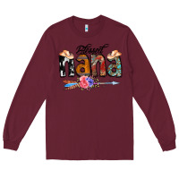 Burgundy Blessed Nana Long Sleeve Tee - CowCowDesign