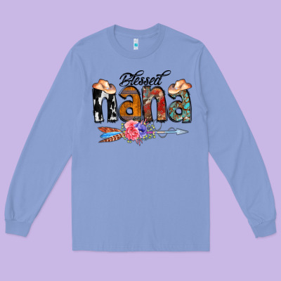 Blessed Nana Long Sleeve Tee Designed By Cowcowdesign