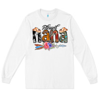 White Blessed Nana Long Sleeve Tee - CowCowDesign