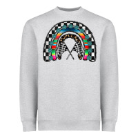 Heather Grey Racing Rainbow Heavyweight Sweatshirt - CowhideDigitalArt