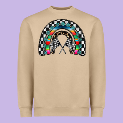 Racing Rainbow Heavyweight Sweatshirt Designed By Cowhidedigitalart