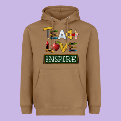 Teach Love Inspire Heavyweight Hoodie Designed By Barkaloodesign