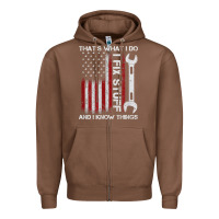 Chestnut That_s What I Do I Fix Stuff And I Know Things American Flag Zipper Hoodie - trangStudio