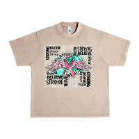 French Oak cancer ribbon with angel wings Urban Heavy Tee - CowGirlArtShop