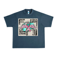 Midnight Navy cancer ribbon with angel wings Urban Heavy Tee - CowGirlArtShop