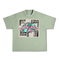 Oil Green cancer ribbon with angel wings Urban Heavy Tee - CowGirlArtShop