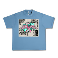 Pebble Blue cancer ribbon with angel wings Urban Heavy Tee - CowGirlArtShop