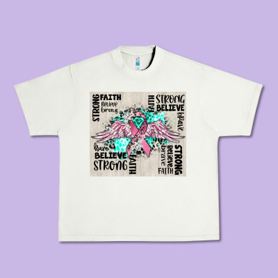 Cancer Ribbon With Angel Wings Urban Heavy Tee Designed By Cowgirlartshop