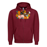 Burgundy Farm Life Fall Pig Cow Rooster Zipper Hoodie - Artiststas