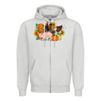 Dove Grey Farm Life Fall Pig Cow Rooster Zipper Hoodie - Artiststas