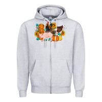 Heather Grey Farm Life Fall Pig Cow Rooster Zipper Hoodie - Artiststas