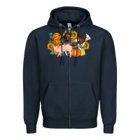 Navy Farm Life Fall Pig Cow Rooster Zipper Hoodie - Artiststas