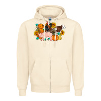 Sandshell Farm Life Fall Pig Cow Rooster Zipper Hoodie - Artiststas
