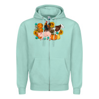 Seafoam Farm Life Fall Pig Cow Rooster Zipper Hoodie - Artiststas