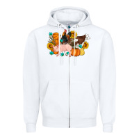 White Farm Life Fall Pig Cow Rooster Zipper Hoodie - Artiststas