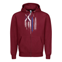 Burgundy Scottish American Flag Combo Scotland USA Saltire Gift Zipper Hoodie - trangStudio