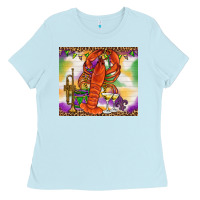 Baby Blue Mardi Gras crawfish Ladies Tee - NancyCooperArtShop
