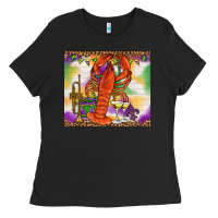 Black Mardi Gras crawfish Ladies Tee - NancyCooperArtShop