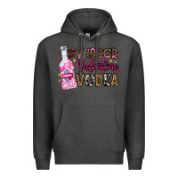Charcoal Heather V is For Valentine Vodka Premium Hoodie - CowhideDigitalArt