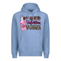 Colony Blue V is For Valentine Vodka Premium Hoodie - CowhideDigitalArt