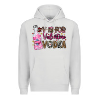 Dove Grey V is For Valentine Vodka Premium Hoodie - CowhideDigitalArt