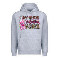 Heather Grey V is For Valentine Vodka Premium Hoodie - CowhideDigitalArt
