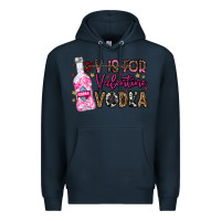 Navy V is For Valentine Vodka Premium Hoodie - CowhideDigitalArt