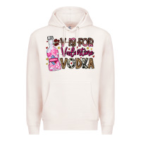 Pale Pink V is For Valentine Vodka Premium Hoodie - CowhideDigitalArt