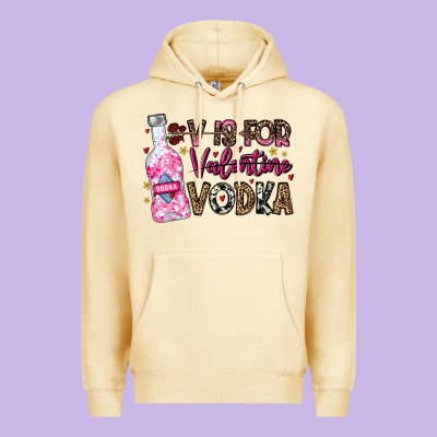 V Is For Valentine Vodka Premium Hoodie Designed By Cowhidedigitalart