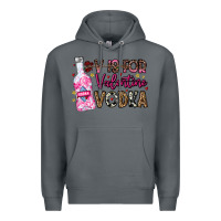 Rock V is For Valentine Vodka Premium Hoodie - CowhideDigitalArt