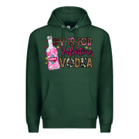 Sports Green V is For Valentine Vodka Premium Hoodie - CowhideDigitalArt