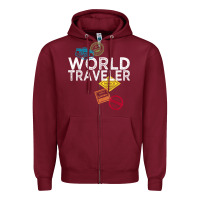 Burgundy world traveler passport stamp gift shirt for men and women t shirt Zipper Hoodie - trangStudio